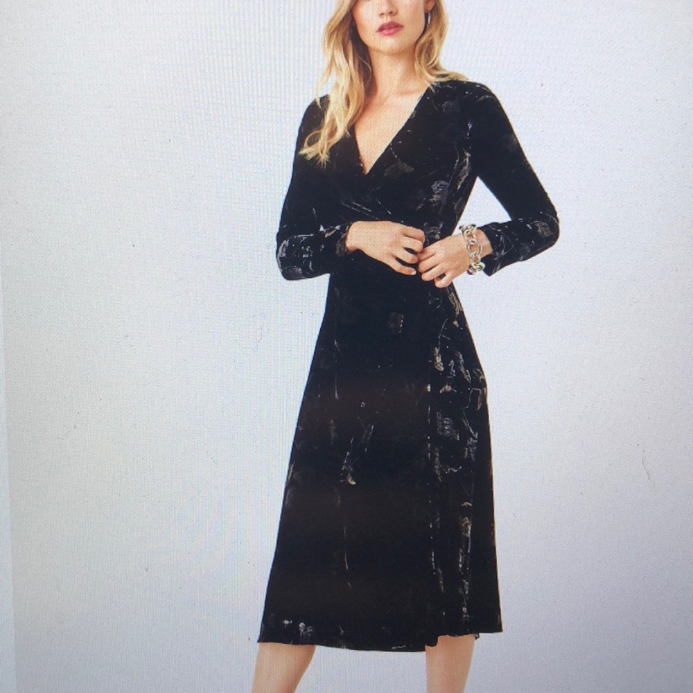 DVF velvet midi wrap dress
